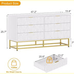 Commode 6 tiroirs Coolmee, tiroirs de commode modernes, organisateur de tiroirs avec pieds en métal, armoire de rangement pour chambre, salon, couloir, placard