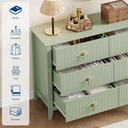 Acekool Commode cannelée à 6 tiroirs de 120 cm, Meuble de rangement moderne pour chambre à coucher, salon