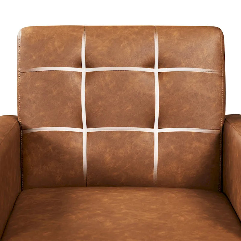 Fauteuil d'appoint capitonné moderne en similicuir Yaheetech avec pieds en bois massif - 28.52933