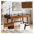 Bureau de direction Mid-century avec tiroir de rangement, gestion des câbles et station de charge
