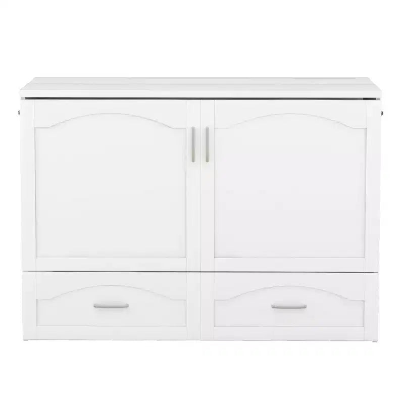 Lit escamotable Whisen avec structure de poulie, se plie dans une armoire avec tiroir et ports USB