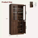 Grand garde-manger de cuisine en bois, armoire de rangement alimentaire autonome de style ferme avec 4 portes magnétiques, étagères réglables, grand rangement