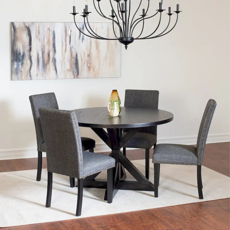 Ensemble de salle à manger 5 pièces Mytzi de Roundhill Furniture, table à manger à piètement croisé avec 4 chaises élégantes
