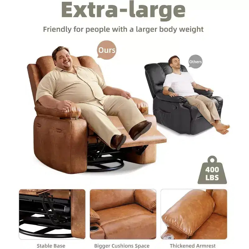 Fauteuil inclinable manuel, canapé inclinable en cuir PU, fauteuil moderne et confortable pour chambre ou salon, fauteuil inclinable en cuir pour adultes