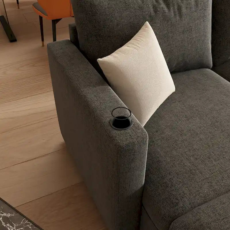 Canapé d'angle modulable 4 places en U gris 123 avec poufs de rangement