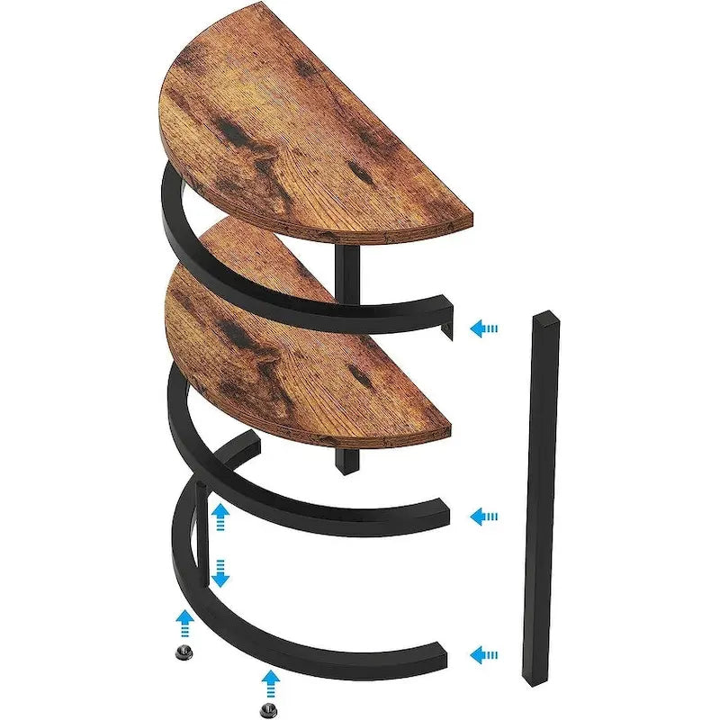 Table d'appoint demi-ronde, table d'appoint étroite, table basse en C mince avec cadre en métal