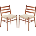 TUYOHW Lot de 2 Chaises de Salle à Manger Style Ferme Moderne du Milieu du Siècle, Chaises de Salle à Manger avec Assise en Corde Tressée et Cadre en Métal Robuste