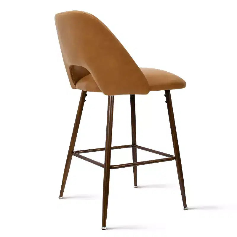 Lot de 2 tabourets de bar à hauteur de comptoir mi-siècle en similicuir, 26 chaises d'îlot de cuisine avec pieds en métal finition noyer - Panipeachy