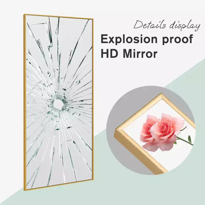 PexFix 71x34 Miroir pleine longueur rectangulaire à angle droit en aluminium à bord fin - Sans support