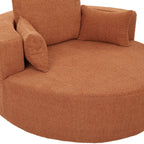 Fauteuil baril accent en chenille, Fauteuil de salon, Fauteuil rond avec base pivotante à 360 degrés et 3 coussins amovibles