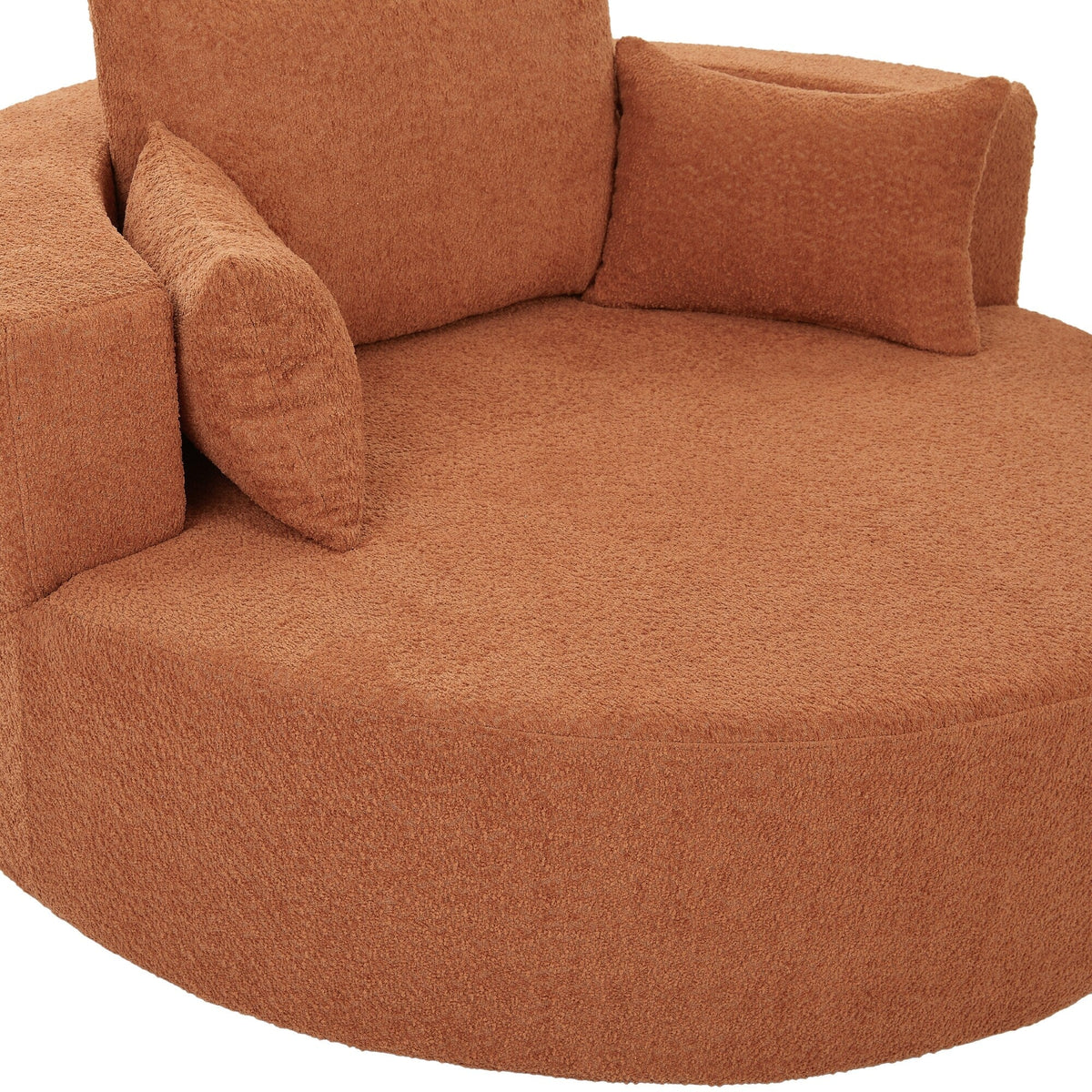 Fauteuil baril accent en chenille, Fauteuil de salon, Fauteuil rond avec base pivotante à 360 degrés et 3 coussins amovibles