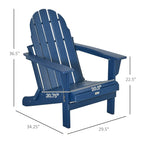 Chaise Outsunny Adirondack Pliante, Chaises de Plage Longues en Plastique HDPE Tout Temps pour Patio, Terrasse et Mobilier de Jardin