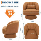 Fauteuil pivotant en velours à 360°, Fauteuil rond moelleux avec assise large et rembourrée, Doux et rembourré pour salon, chambre ou bureau