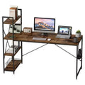 Bureau réversible de 47 pouces avec étagères de rangement pour la maison ou le bureau en marron rustique