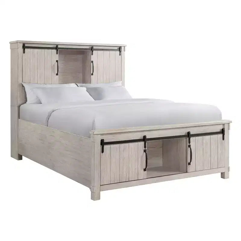 Lit de rangement Queen Jack - Blanc - Picket House Furnishings : Style Ferme avec armoires de tête et de pied de lit
