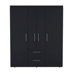 19.8 Armoire quatre portes moderne avec options de rangement multiples et accents métalliques