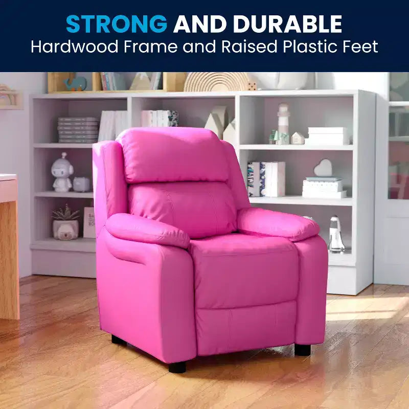 Fauteuil inclinable contemporain Flash Furniture de luxe rembourré pour enfants avec accoudoirs de rangement
