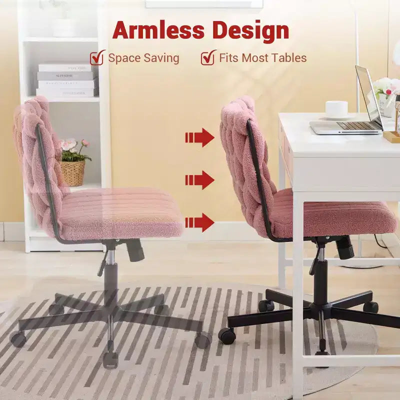 Chaise de bureau à roulettes, Chaise croisée en tissu gris, Chaise de bureau pivotante à roulettes, Chaise d'ordinateur à siège large, Chaise de vanité réglable en hauteur