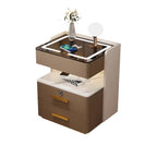Table de chevet avec rangement à tiroirs, recharge sans fil et éclairage LED