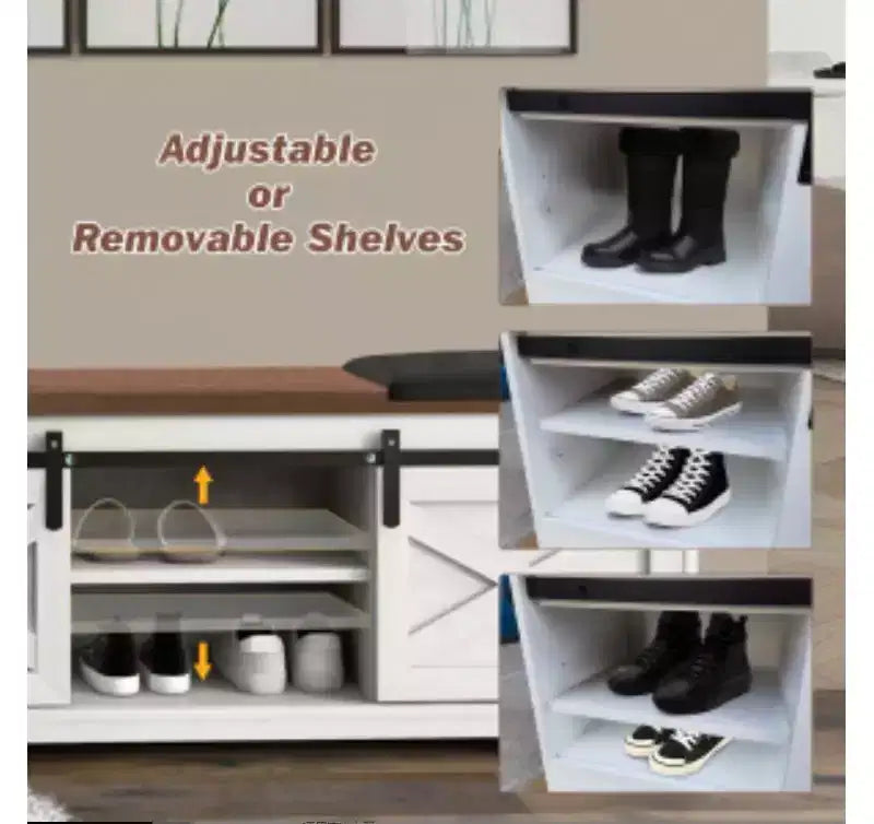 Banc à chaussures avec porte coulissante, MDF,