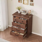 GustoWave Commode 4 tiroirs pour chambre à coucher, commode verticale haute de 88,4 cm avec grand rangement, commode en bois autoportante pour chambre à coucher, salon