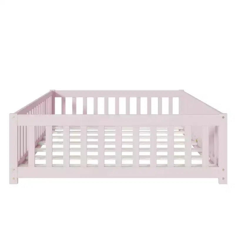 Lit au sol pleine grandeur Luxystar avec clôture et porte pour chambre d'enfant