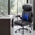 Chaise de bureau ergonomique HOFFREE 200 kg Chaise de bureau en similicuir Dossier haut Appui-tête réglable Accoudoirs rabattables Chaise d'ordinateur