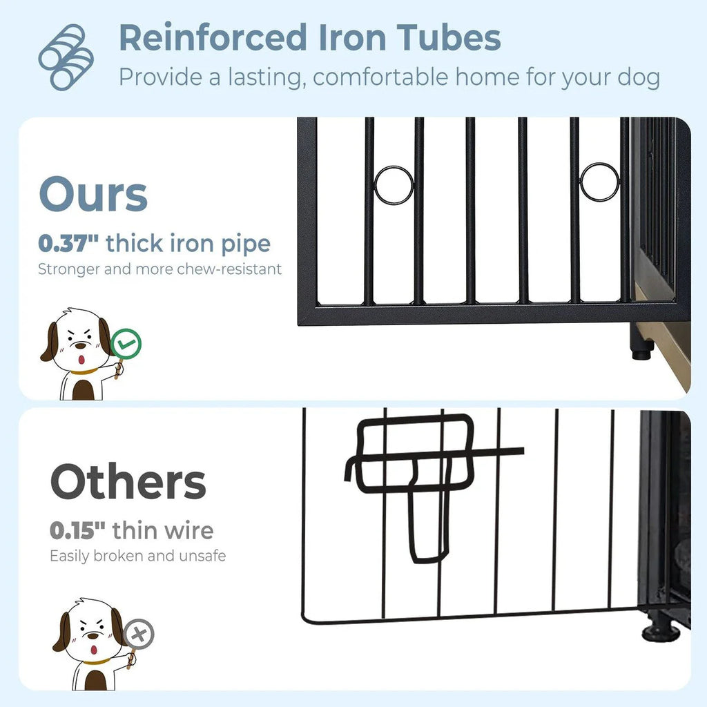 Meuble Cage pour Chien 70.86'' Grande Race Meuble TV avec Coussin & Deux Chambres (Sans Coussin)