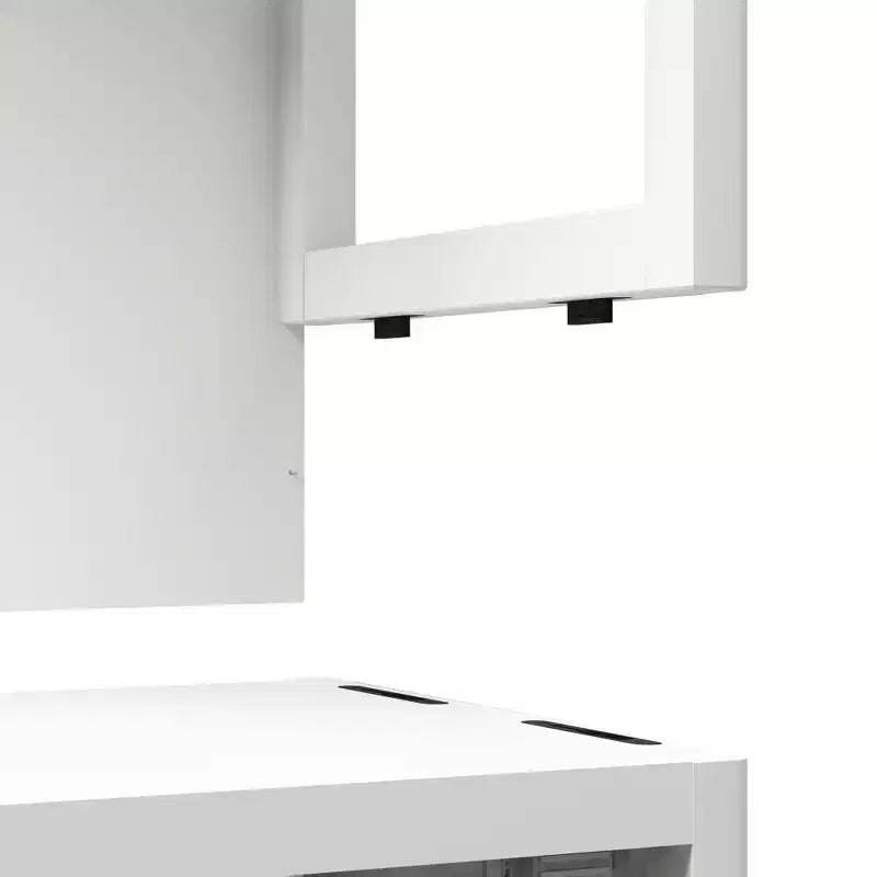 MAYEERTY Grand meuble de rangement en bambou blanc pour salle de bain et salon avec étagères 1 pièce
