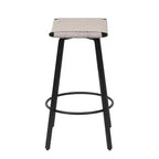 MAYEERTY Lot de 2 tabourets de bar sans dossier hauteur comptoir, PVC tressé, repose-pieds rond, utilisation intérieure/extérieure Noir Blanc Crème