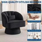 Fauteuil pivotant GustoWave avec accoudoirs, fauteuil rond en velours pivotant à 360° de style Mid-Century, fauteuil moderne pour salon