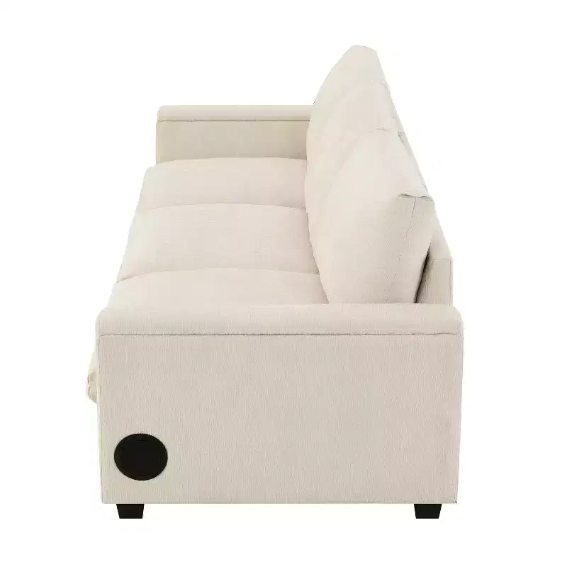 Canapé modulable multifonctionnel GDFStudio Yedda 96 en chenille avec table rabattable et porte-gobelets