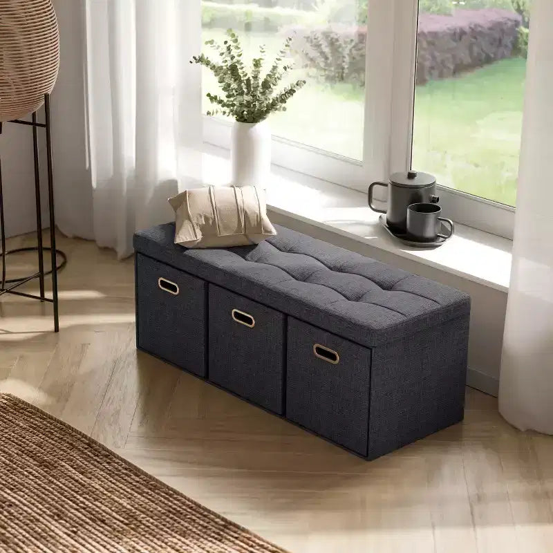 Banc de rangement pliant Ornavo Home de 101,6 cm avec tiroirs, parfait pour le salon, la chambre et l'entrée