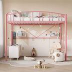 Lit mezzanine double moderne en métal, peu encombrant, usage intensif, garde-corps arqué, échelle de sécurité, sommier tapissier non requis – Noir mat ou gris