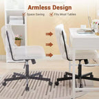 Chaise de bureau à roulettes, Chaise croisée en tissu gris, Chaise de bureau pivotante à roulettes, Chaise d'ordinateur à siège large, Chaise de vanité réglable en hauteur