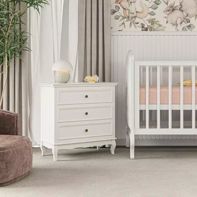 Commode Heynemo à 3 tiroirs pour chambre à coucher, grande commode avec glissières à roulement à billes, table de chevet/cabinet de rangement en bois moderne pour salon