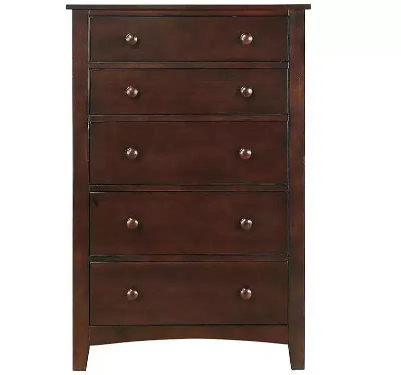 Commode Okak Modern à 5 tiroirs, en contreplaqué et placage de pin, mobilier de chambre pour salon, entrée, couloir