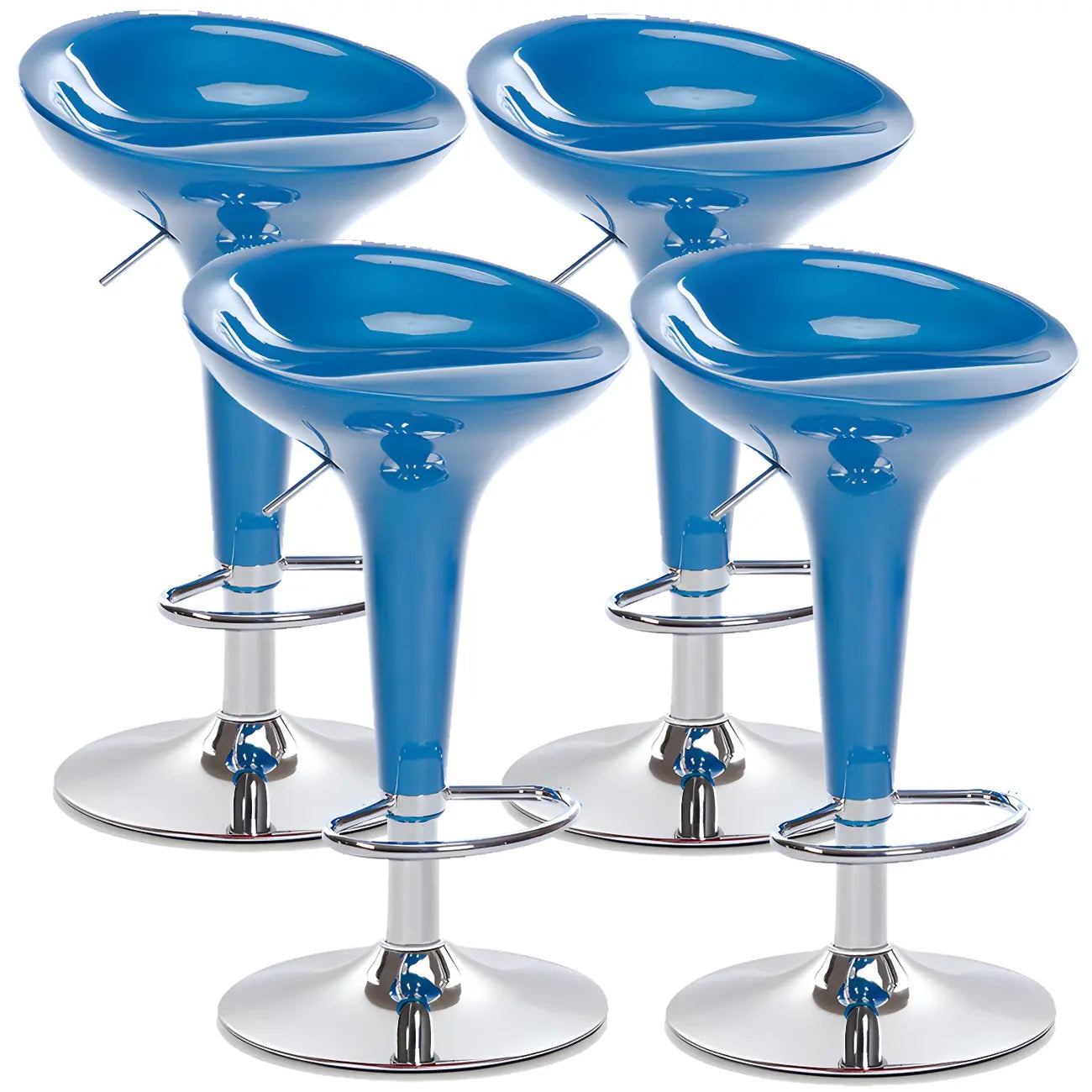 Tabouret de bar pivotant en plastique chromé réglable en hauteur