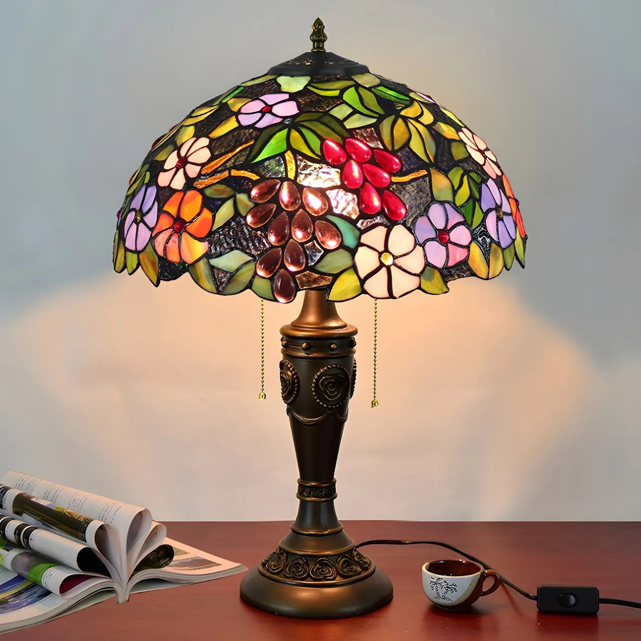 HomeyFad Lampe de table à 2 lumières dôme en verre inoxydable vintage