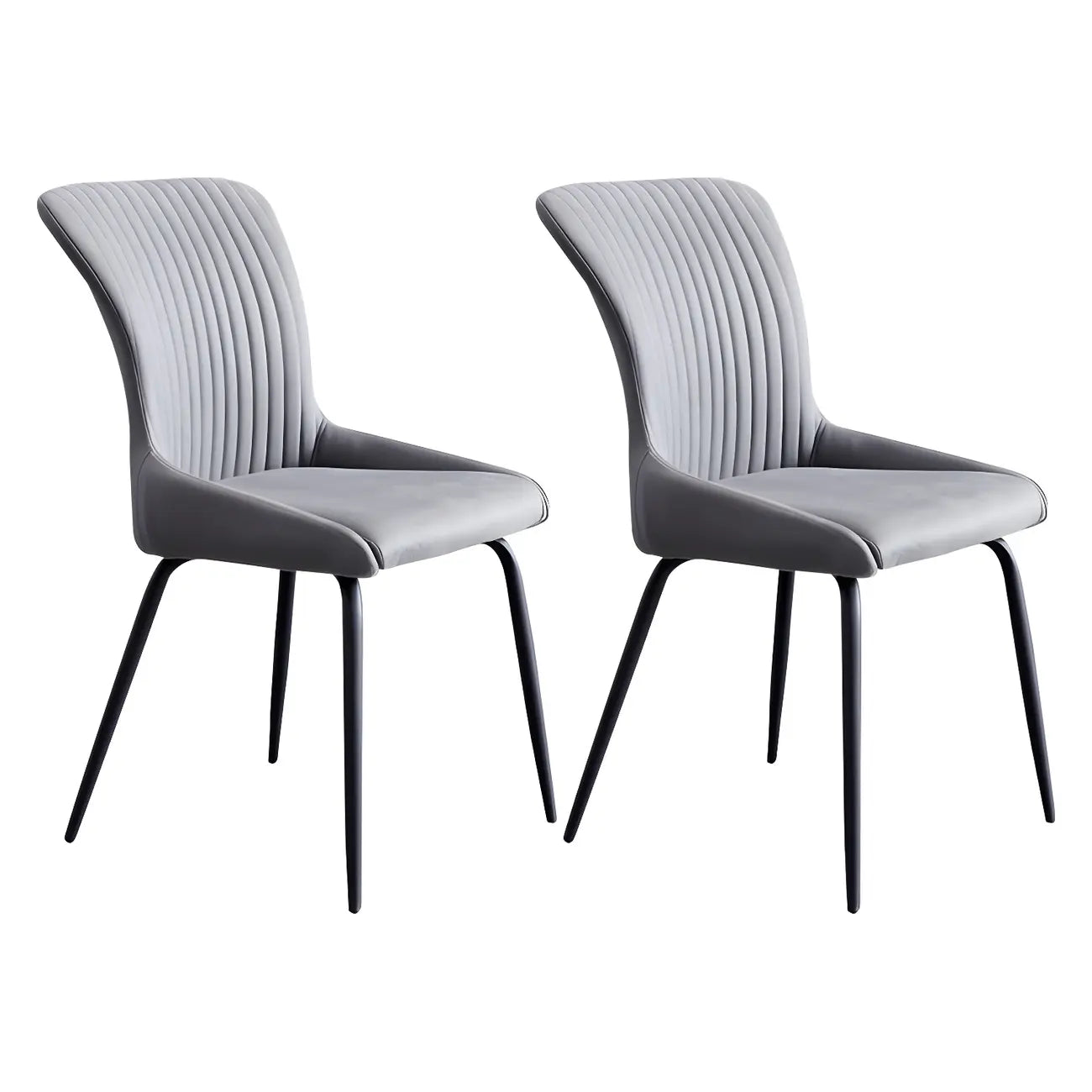 Chaises de salle à manger sans accoudoirs gris foncé industrielles