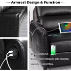 TYBOATLE 85 Canapé 3 Places en Simili Cuir avec Ports USB, Sofa Moderne du Milieu du Siècle pour Salon, Bureau ou Appartement, Noir