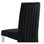Chaise de salle à manger « Best Quality Furniture » avec dossier plissé, clous décoratifs et pieds chromés (lot de 2)