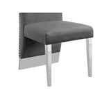 Chaise de salle à manger « Best Quality Furniture » avec dossier plissé, clous décoratifs et pieds chromés (lot de 2)