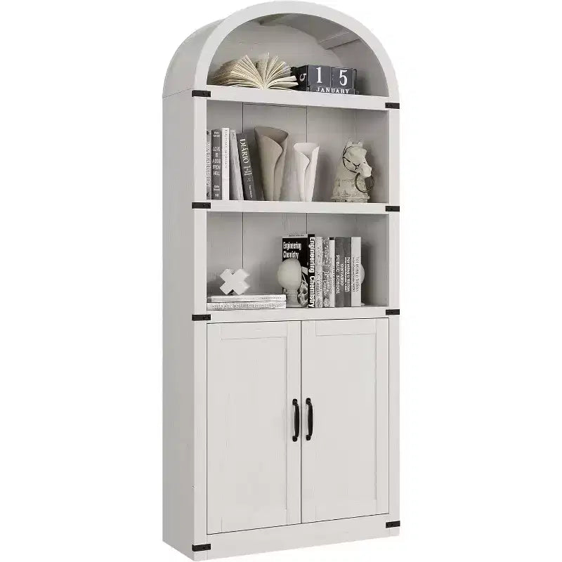 Bibliothèque avec portes Étagère arquée de 182 cm de haut Armoire de style campagnard avec étagères Bibliothèques en bois pour bureau à domicile, salon