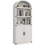 Bibliothèque avec portes Étagère arquée de 182 cm de haut Armoire de style campagnard avec étagères Bibliothèques en bois pour bureau à domicile, salon