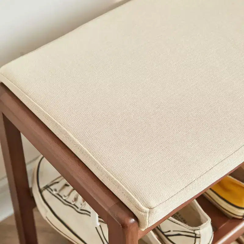 GDFStudio Broderick, banc rembourré avec étagère à chaussures à lattes en bois de hêtre, 23,63 po de largeur