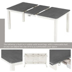 Ensemble de salle à manger 7 pièces de style rétro avec table extensible et 6 chaises rembourrées