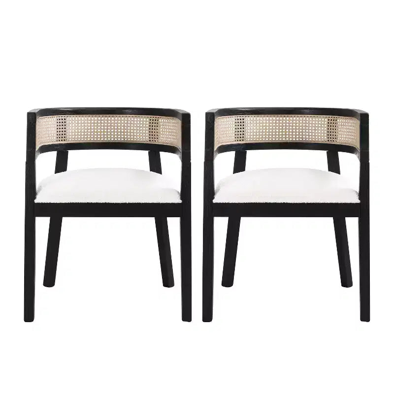 Christopher Knight Home Cinnabar Lot de 2 chaises de salle à manger en bois d'hévéa rembourrées avec dossier en cannage, hauteur d'assise 49,5 cm