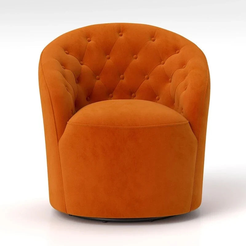 Fauteuil baril pivotant à 360 degrés SEYNAR moderne en velours avec dossier capitonné, lot de 2