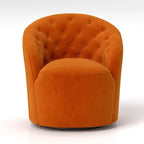 Fauteuil baril pivotant à 360 degrés SEYNAR moderne en velours avec dossier capitonné, lot de 2